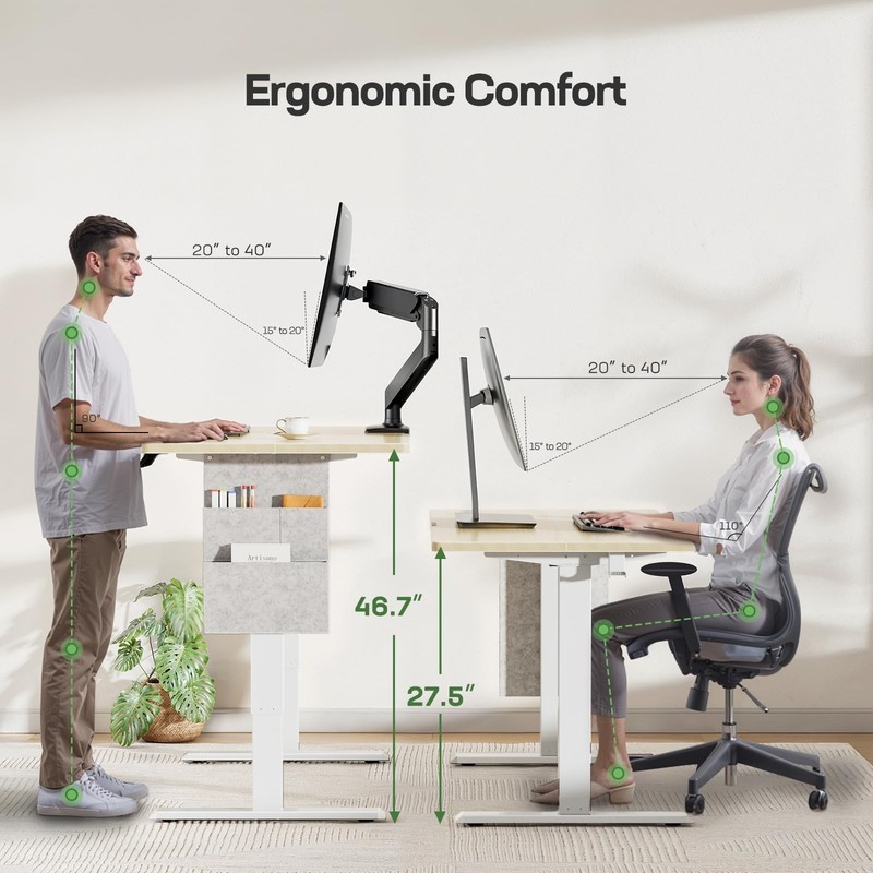 Marsail Standing Desk Adjustable Height, Electric Standing Desk 55*24",(TZESD8N) gallery