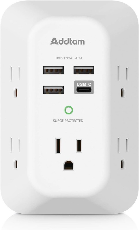 5 Outlet Extender Surge Protector Multi Plug Wall Adapter USB Charger Ports with gallery