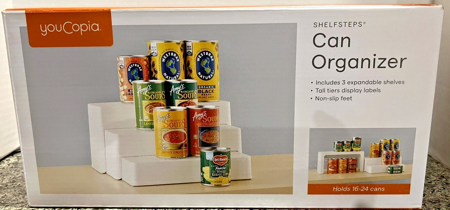 New ShelfSteps Tiered Adjustable Can Organizer 3 Expandable Shelves YouCopia gallery