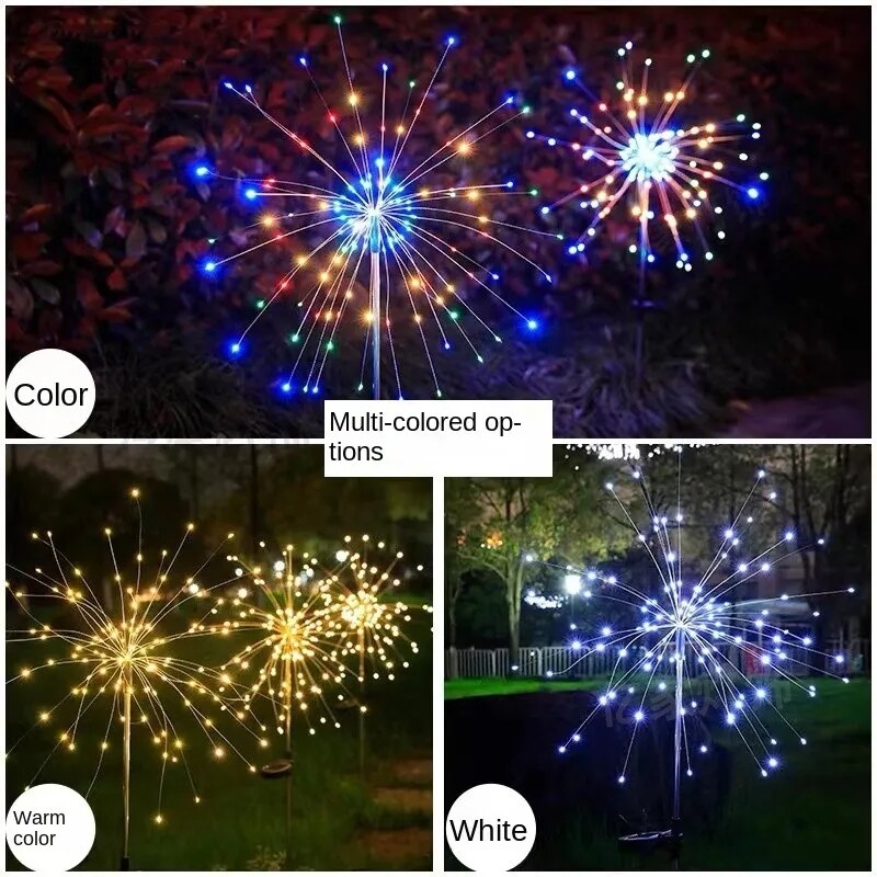 150 LED Solar Firework Lights String Outdoor Waterproof Path Lawn Garden Decor gallery