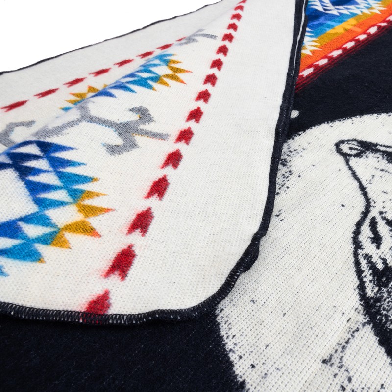 EXTRA LARGE SOFT & WARM ALPACA WOOL BLANKET 79x92" WOLF PATTERN REVERSIBLE gallery