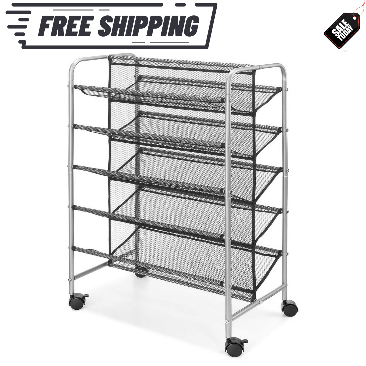 Mainstays 5 Tier Shoe Rack Metal Mesh Black Holds 30 Pairs Organizer gallery