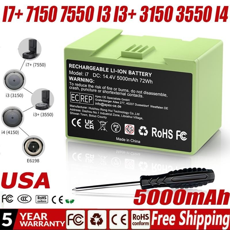 Battery ABL-D1 For iRobot Roomba i7 E5 E6 i1 i2 i3 i4 i5 14.4Volt 5.0Ah Battery gallery