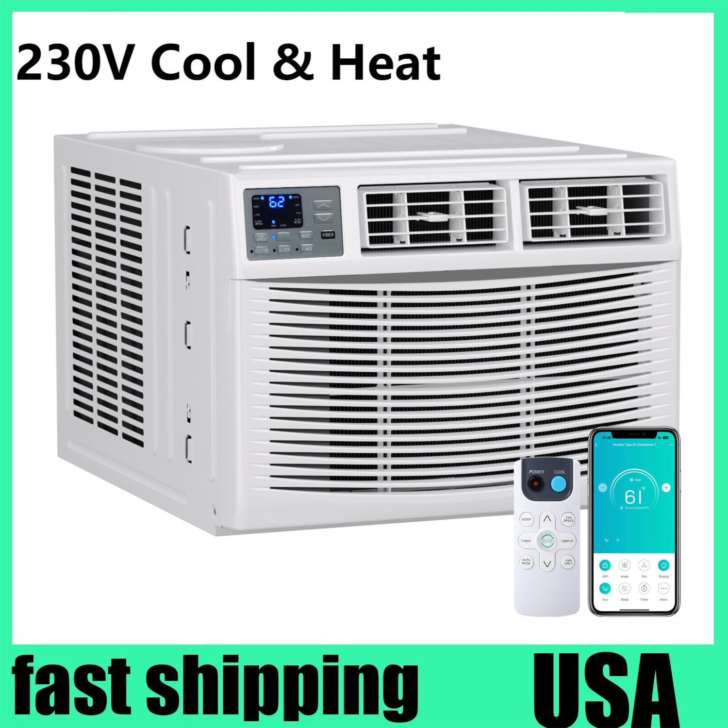 Window Air Conditioner Heat Pump 12000 BTU 208/230V Alexa & Wifi Cools 550 Sq ft gallery