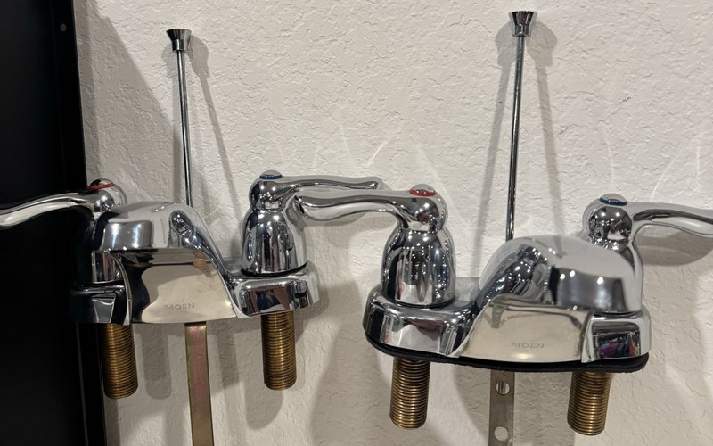 2- Moen Chrome 2-Handle Centerset 4” Bathroom Faucet Lever w/ Pop-Up Drain Rod gallery