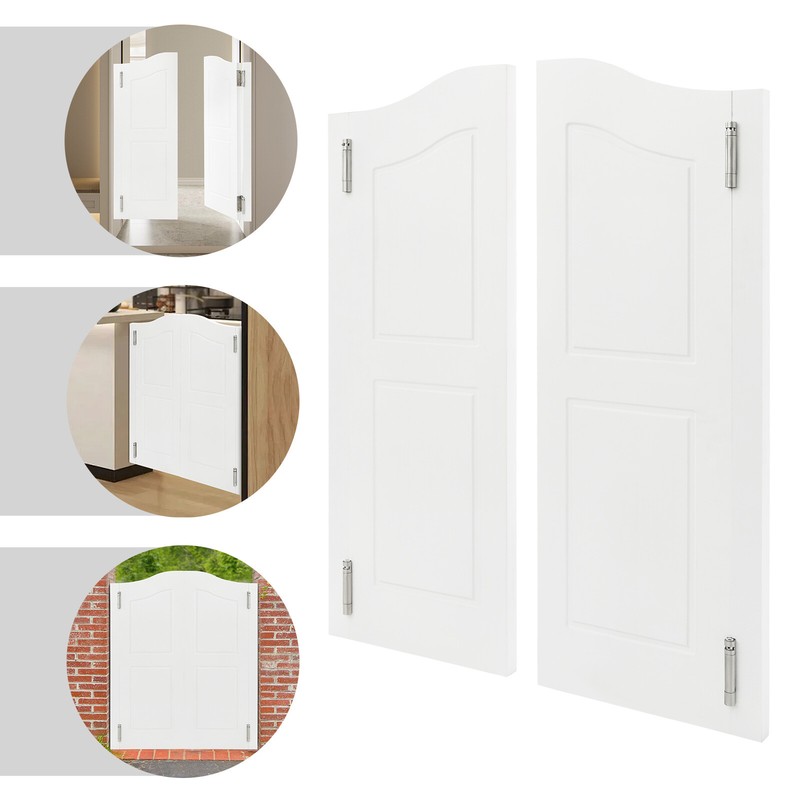 Solid Wood Partition Double Door for Shop Entrance 91??107cm/36??42in White gallery