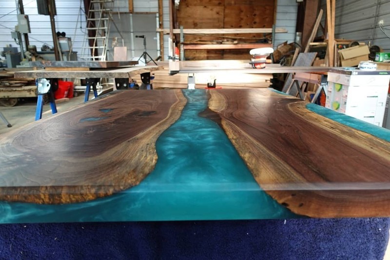Live Edge Walnut Epoxy River Table top | Solid Wood Handmade Luxury Tabletop gallery