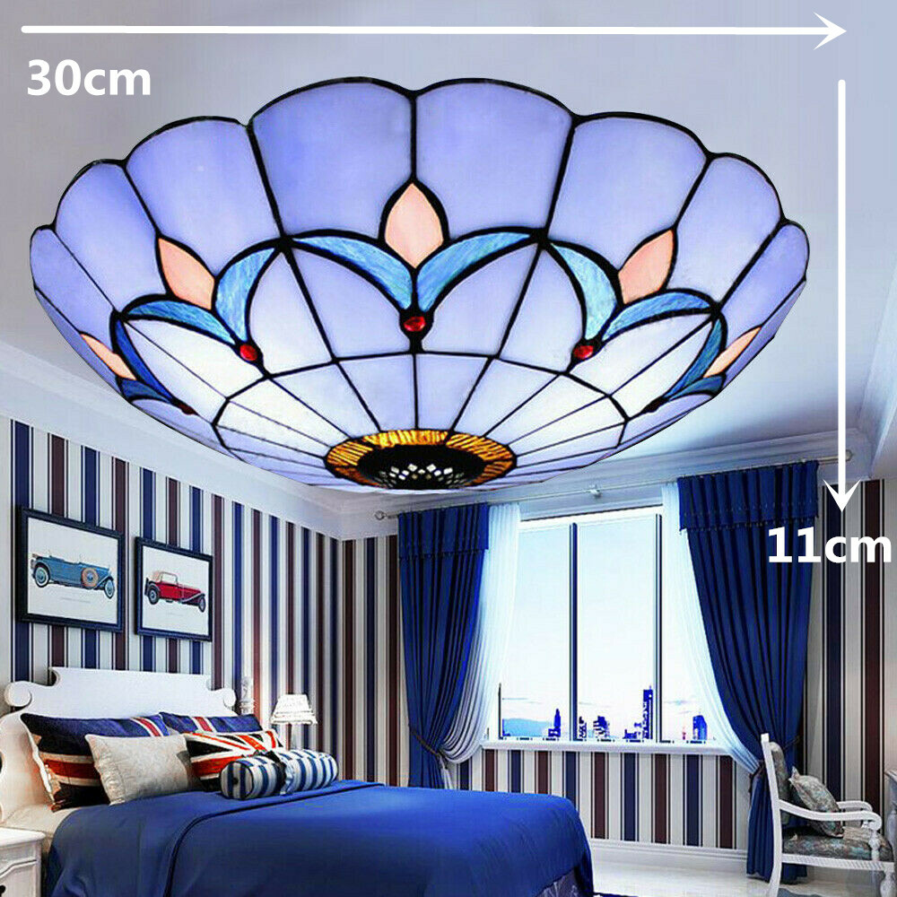 Flush Mount LED Ceiling Lamp 3-Light Glass Living Room Chandelier E27 Bedroom