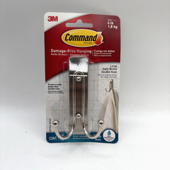 3M Command Bath Double Hook Large Satin Nickel Holds up to 4lbs 1 Pack
