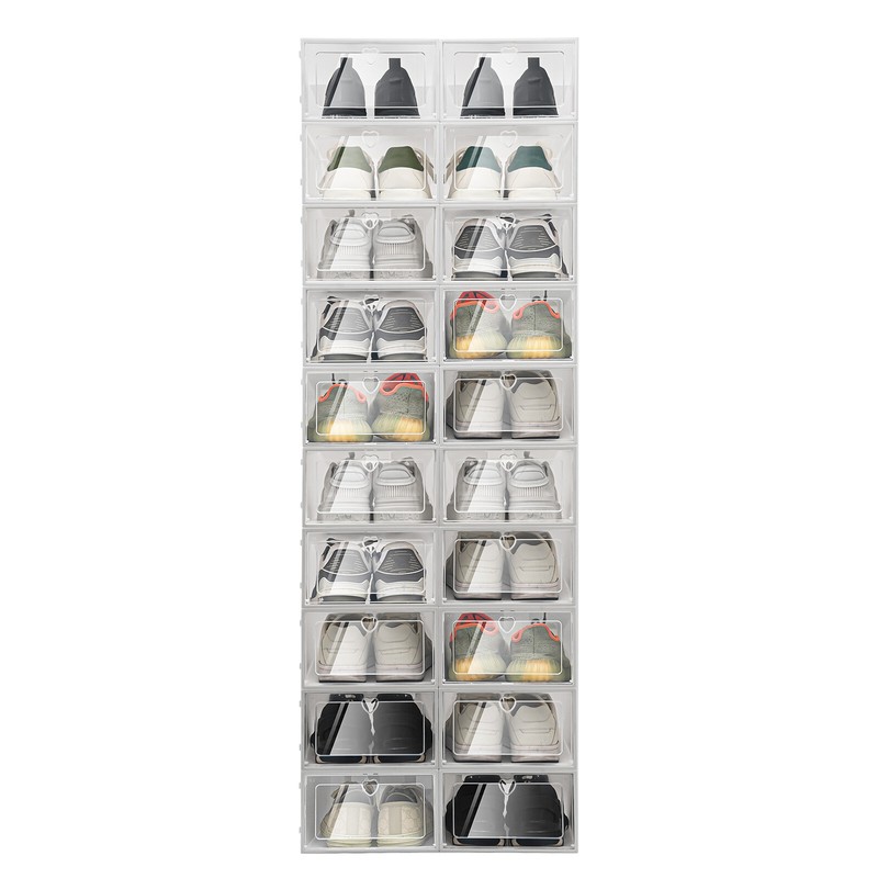 20pcs Stackable Shoe Storage Box Durable Plastic Sneaker Display Case Organizer gallery