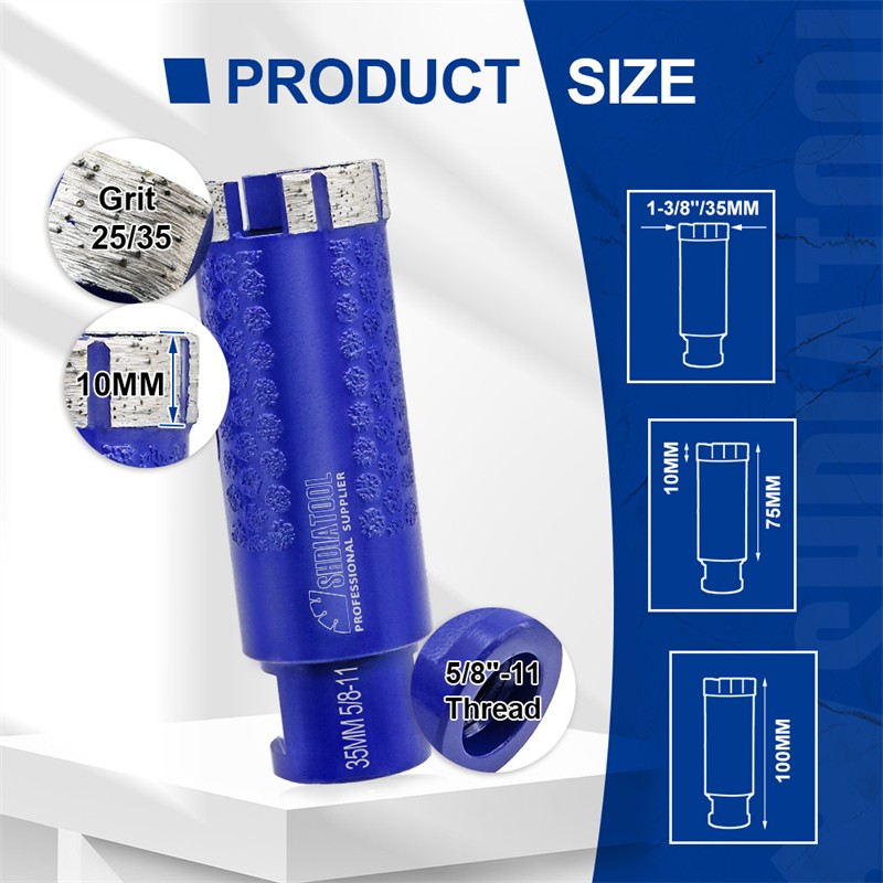 SHDIATOOL 5/8 Diamond Drilling Core Bit Cut Hard Granite Concrete Hole Saw 35mm gallery