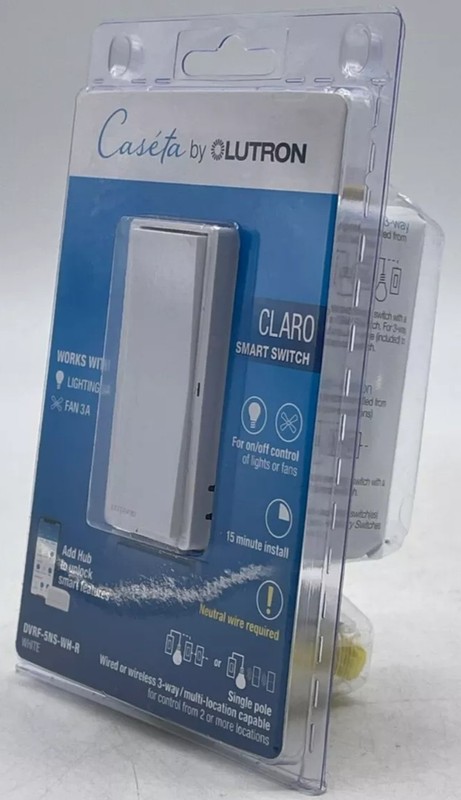 🆕 Lutron CLARO Smart Switch for Caseta, Lighting 5A/ Fan 3A (DVRF-5NS-WH-R) 🆕 gallery