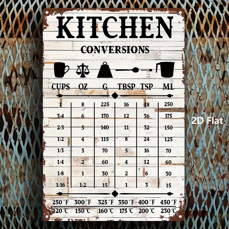 Metal Measuring Cup Chart Sign 8x12 Inches Retro Kitchen Decor gallery