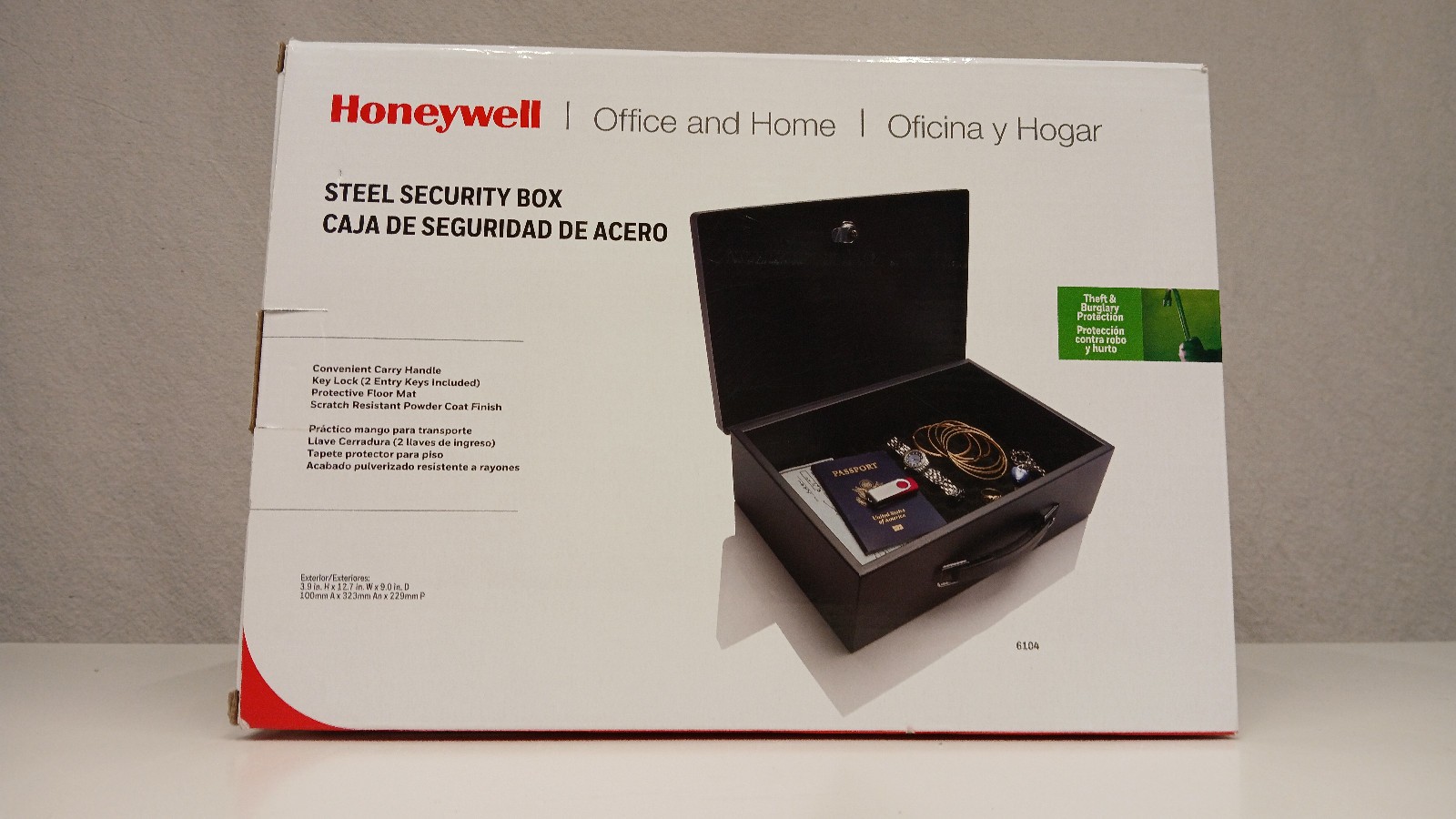 Honeywell Steel Security Box Fire Resistant Black Model Model #6104 Lock W/ Keys gallery