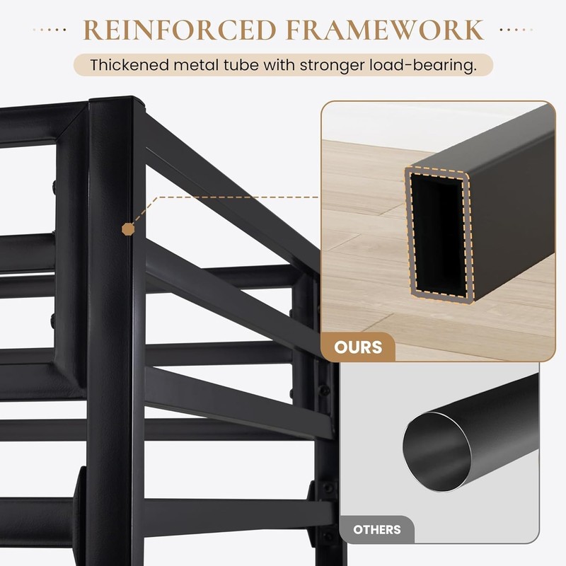Modern Black Loft Bed with Squeak Resistant Design gallery