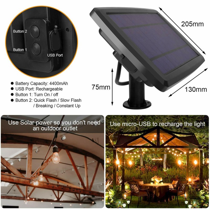 48FT Outdoor Solar LED String Light Weatherproof for Patio Garden Party Deckyard gallery