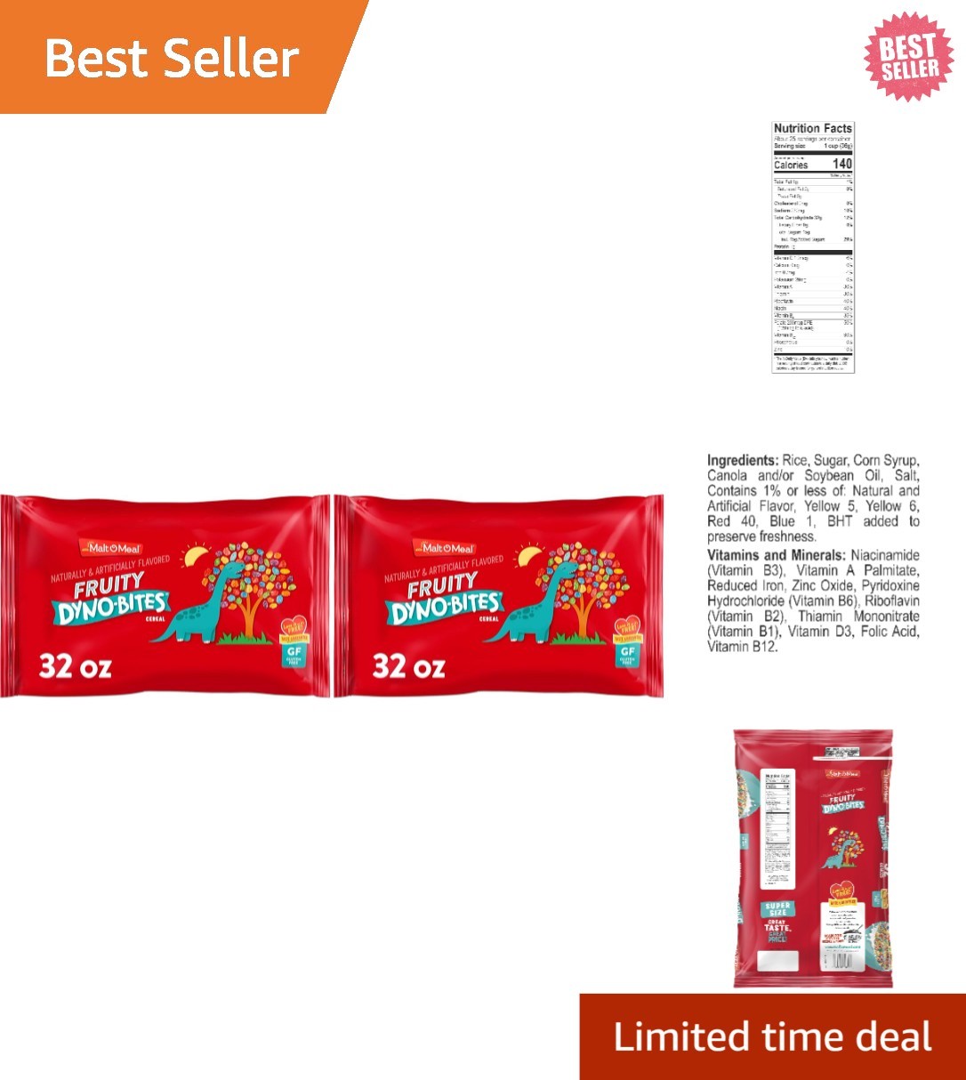 Fruity Dyno Bites: Gluten Free Breakfast Cereal 64 OZ for Family Enjoyment gallery