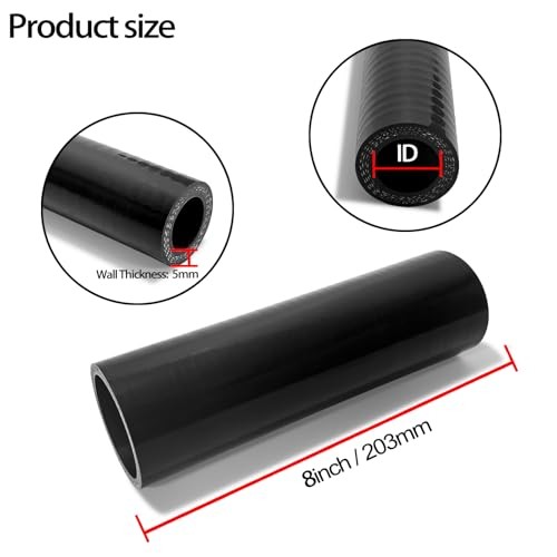 ID 2 1/2 inch Straight Coupler Silicone Hose 8 inch Length 4-Ply ID 2.5" (63mm) gallery