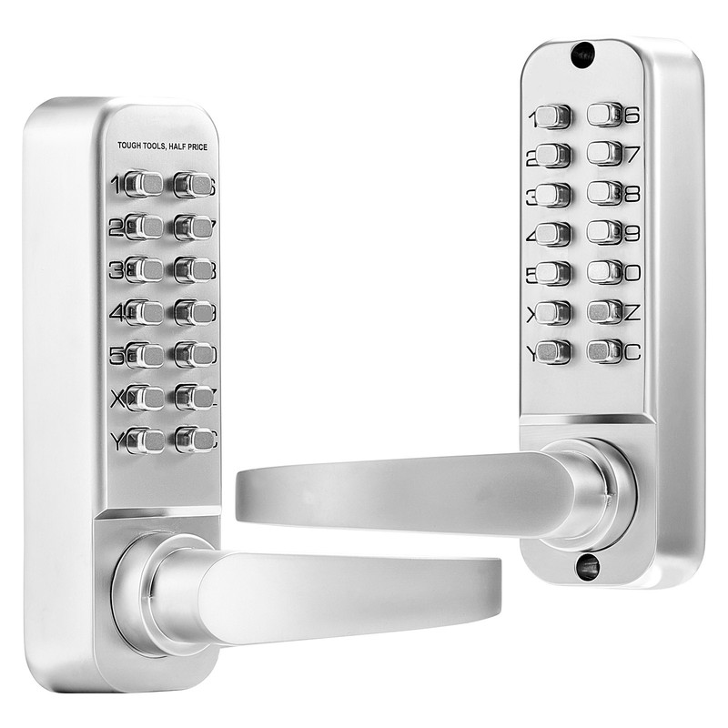 Mechanical Keyless Entry Door Lock 14 Key Mechanical Keypad Lock for Home Sliver gallery