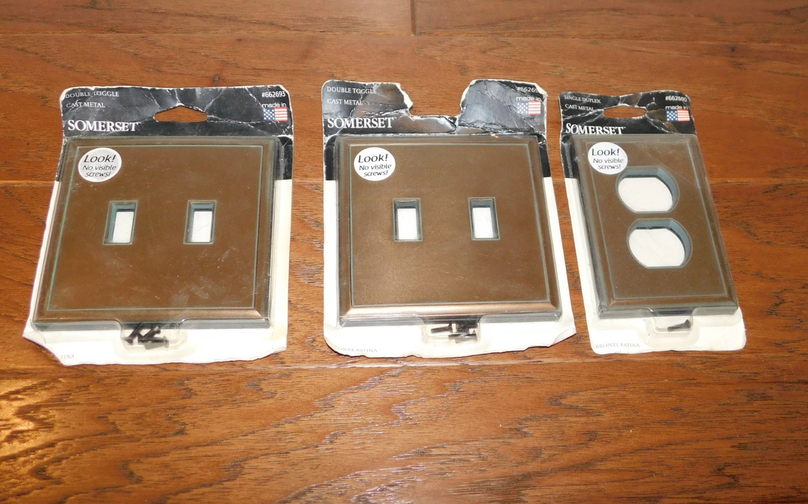 LOT 3 Somerset Double Toggle Switch Plate Duplex Bronze Patina No Visible Screws gallery