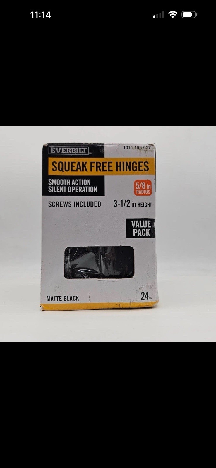 24-Pack 3-1/2 In. X 5/8 In. Radius Matte Black Squeak-Free Butt Door Hinge gallery