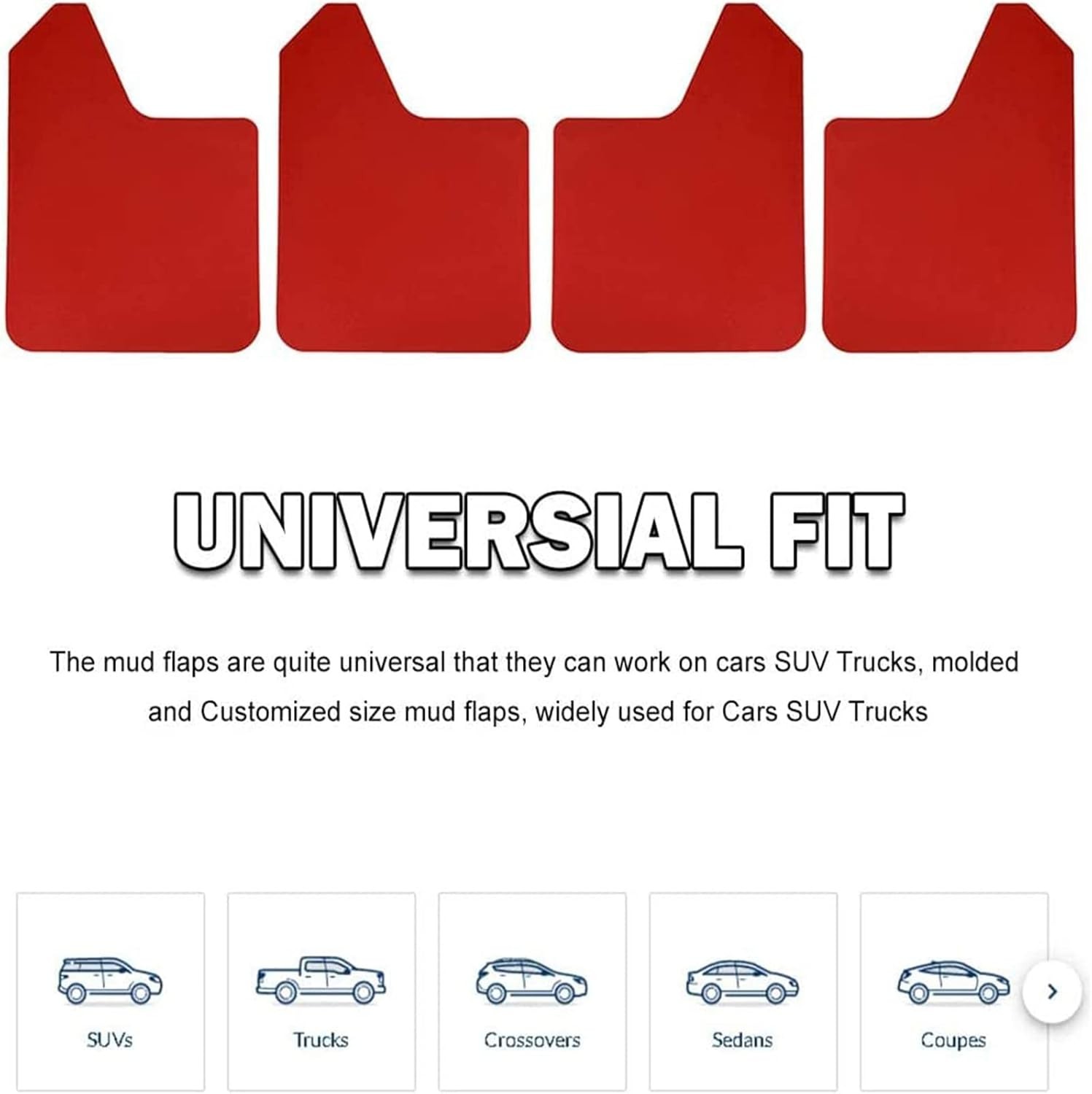 Car Mud Flaps Universal Fit Red Splash Guards (4 Pack) Fender, with Color: Red gallery
