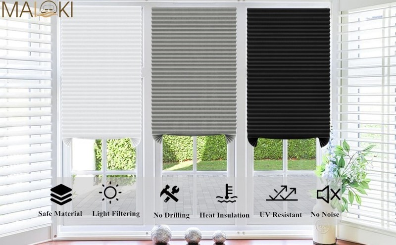 Pleated Window Blinds,Temporary Window Shades Cordless Light Filtering Pleated gallery