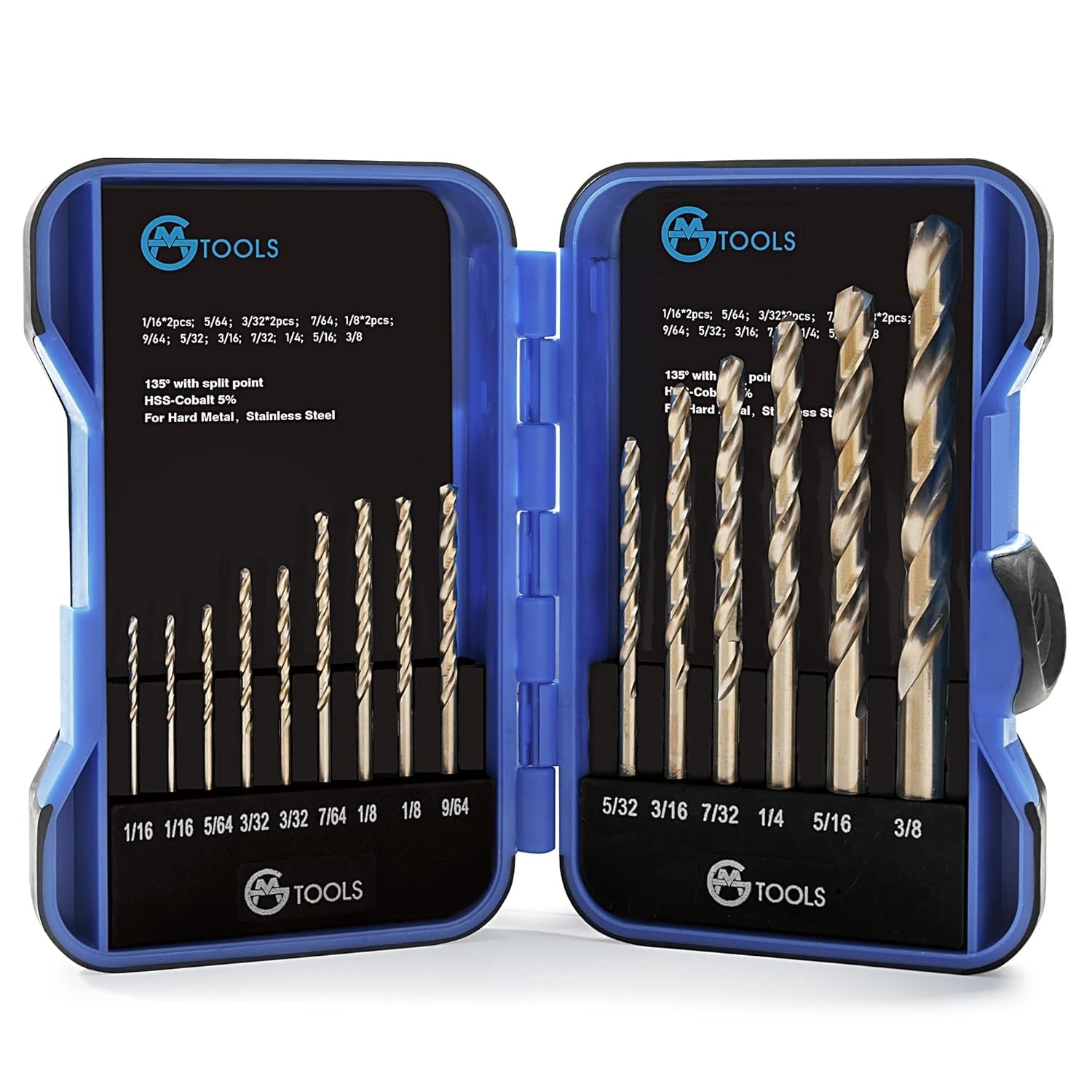 15Pcs Drill Bit Set (1/16"-3/8"), M35 HSS Twist Drill Bits, Jobber Length, Strai gallery