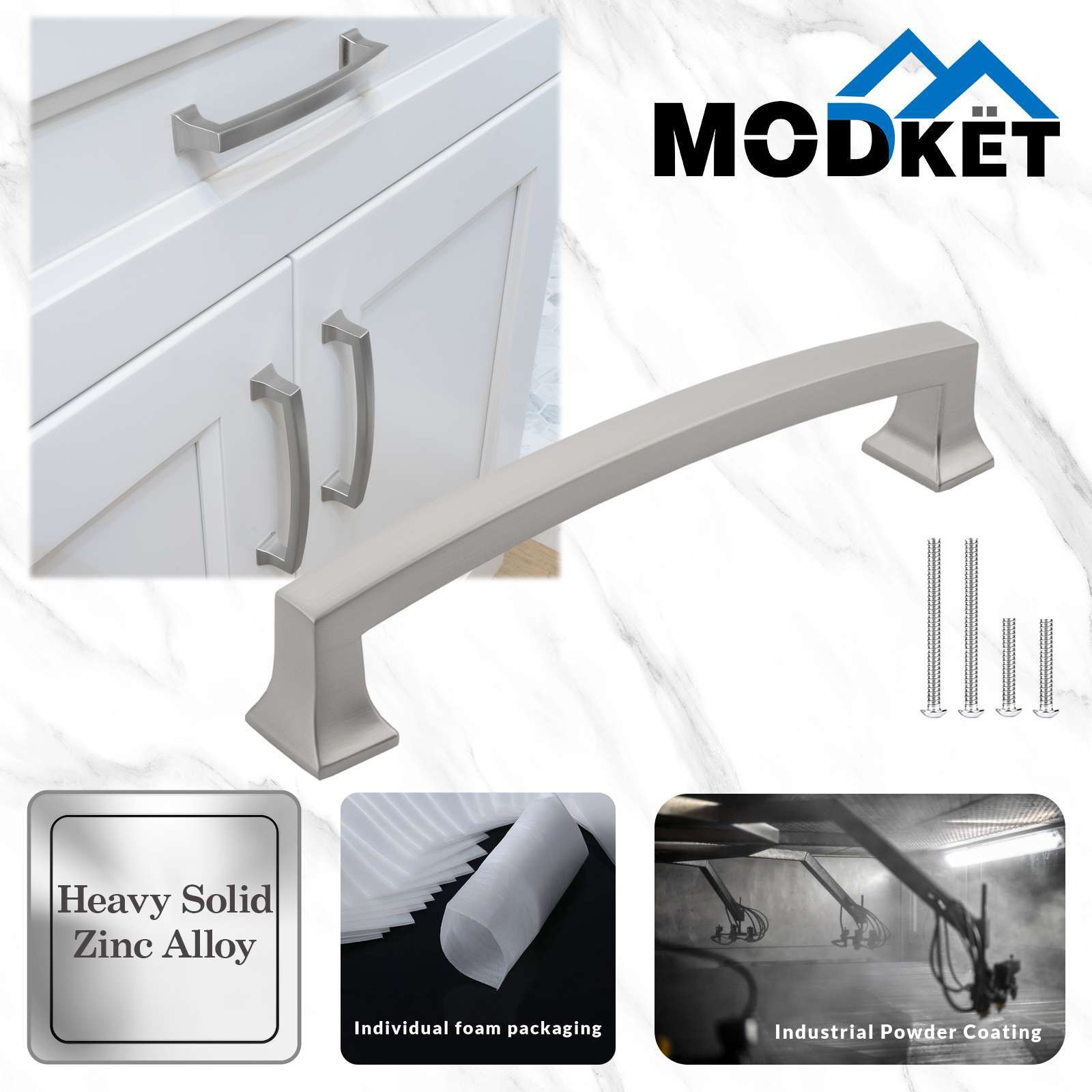Solid Brushed Nickel Square Cabinet Pulls Handles Kitchen Bathroom Drawers gallery