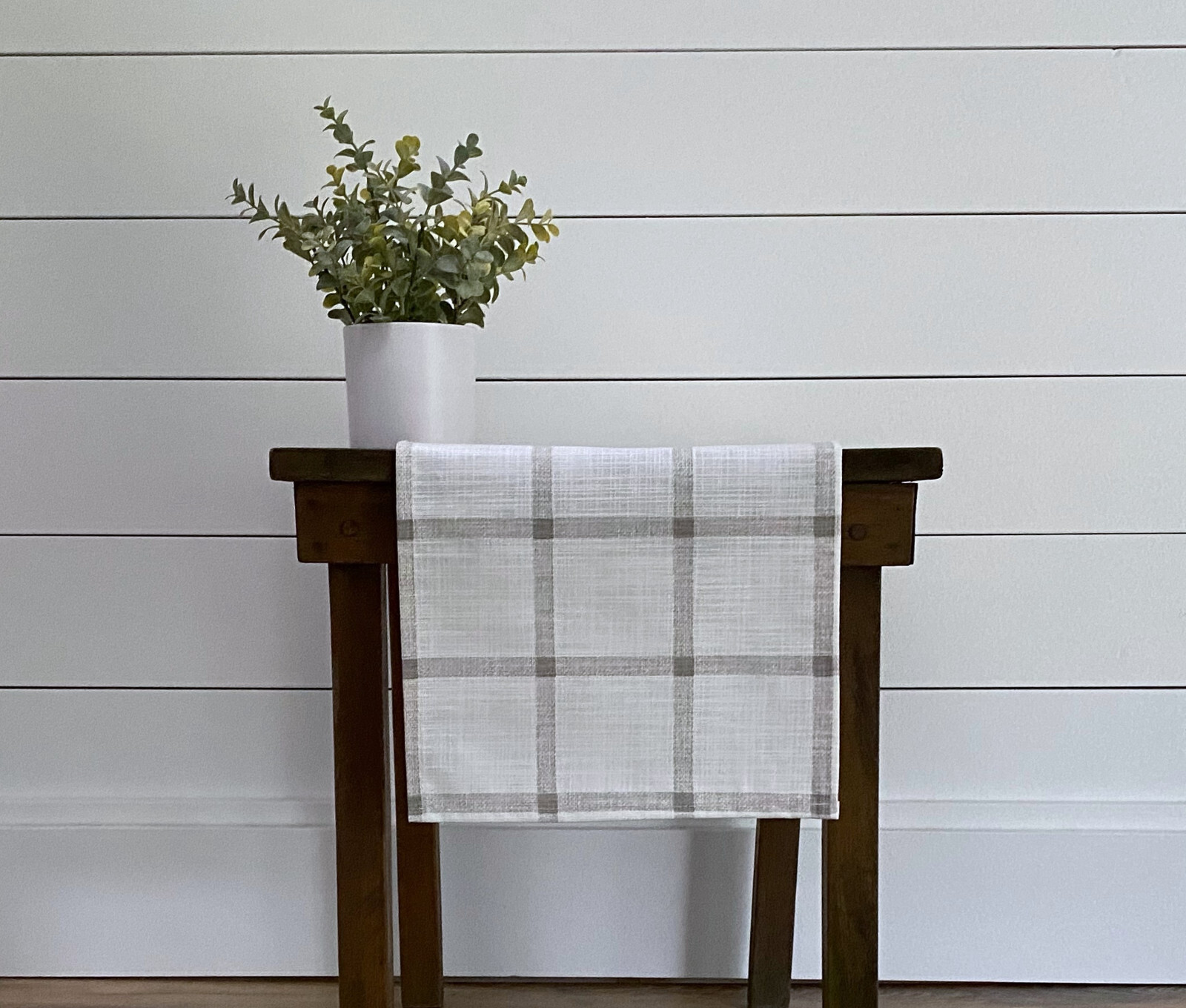 Plaid Table Runner Tan Taupe Cream Modern Farmhouse Centerpiece Home Decor Linen gallery