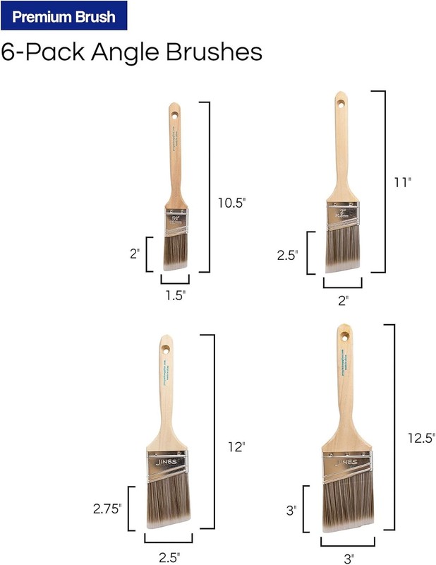 Pro Grade - Paint Brushes - 6 Pack Variety Angle Paint Brushes gallery