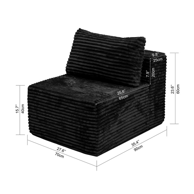 No Assembly Required Modular Sectional Couch Corduroy Floor Sofa for Small Space gallery