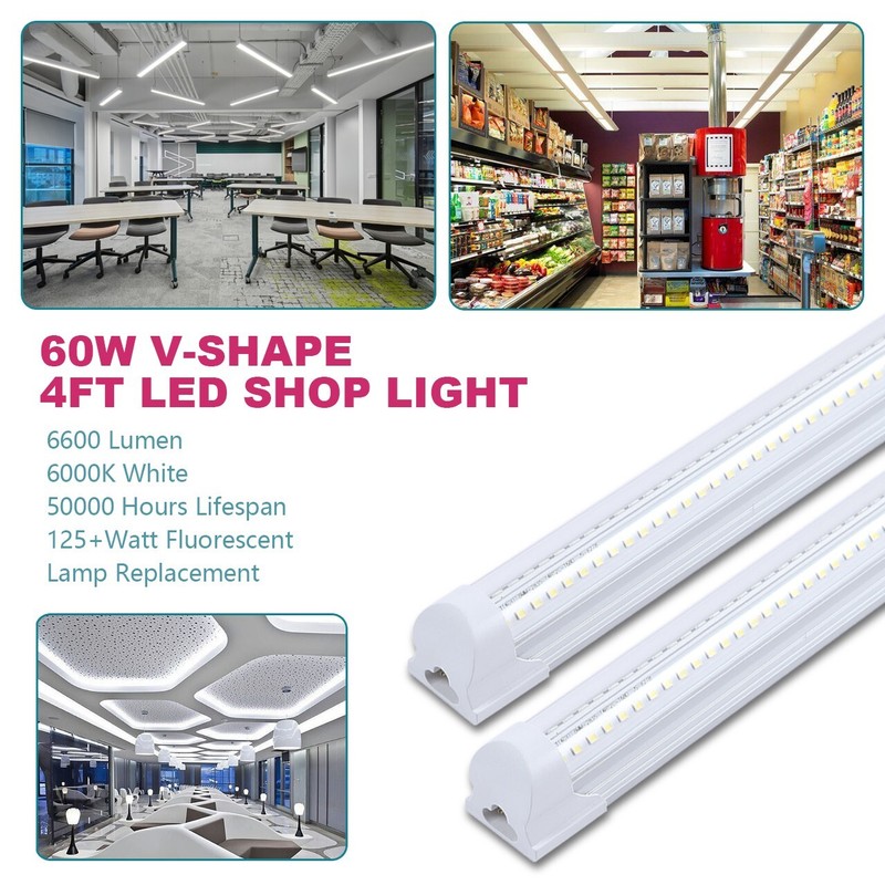 6 Pack 4FT 60W LED Linkable Shop Ceiling Light Super Bright Daylight 6000K gallery