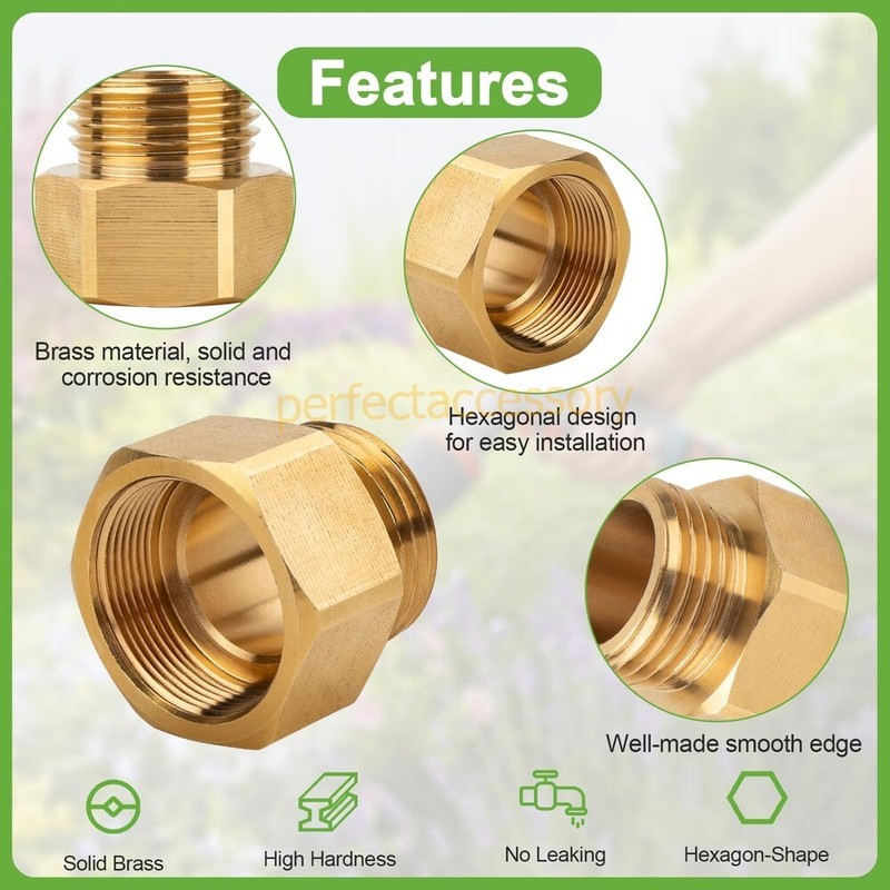 Hose Bib Adapter 1-1/16" Fine Thread (Female) to 3/4" GHT Male Faucet Fitting US gallery