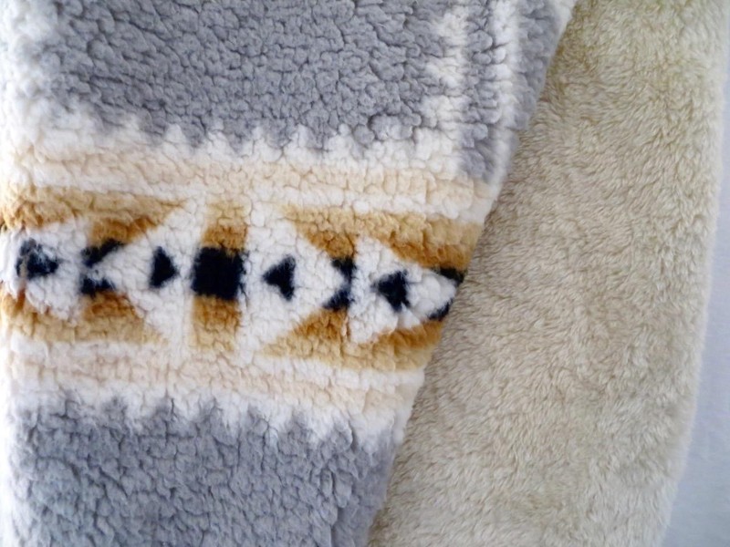 New Gray & Gold Aztec Pendleton Sherpa Fleece Crossroads Southwest Throw Blanket gallery