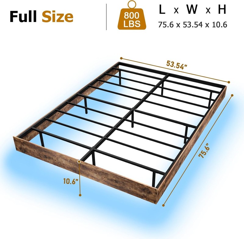 Floating Full/Queen/King Bed Frame with LED Lights, No Box Spring Needed gallery