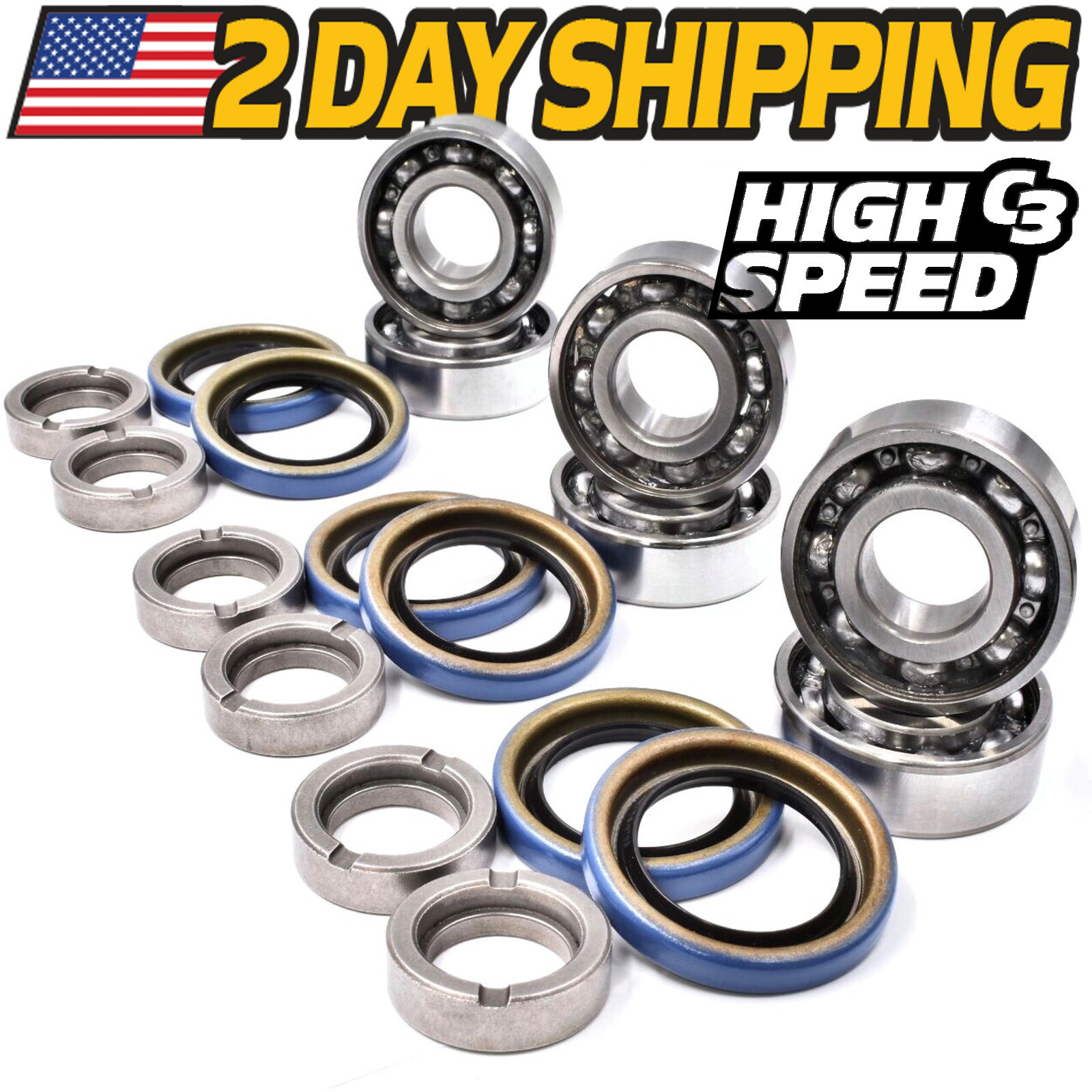 (3 Kits) Spindle Bearing Rebuild for John Deere 48" 54" Deck 425 445 455 Tractor gallery