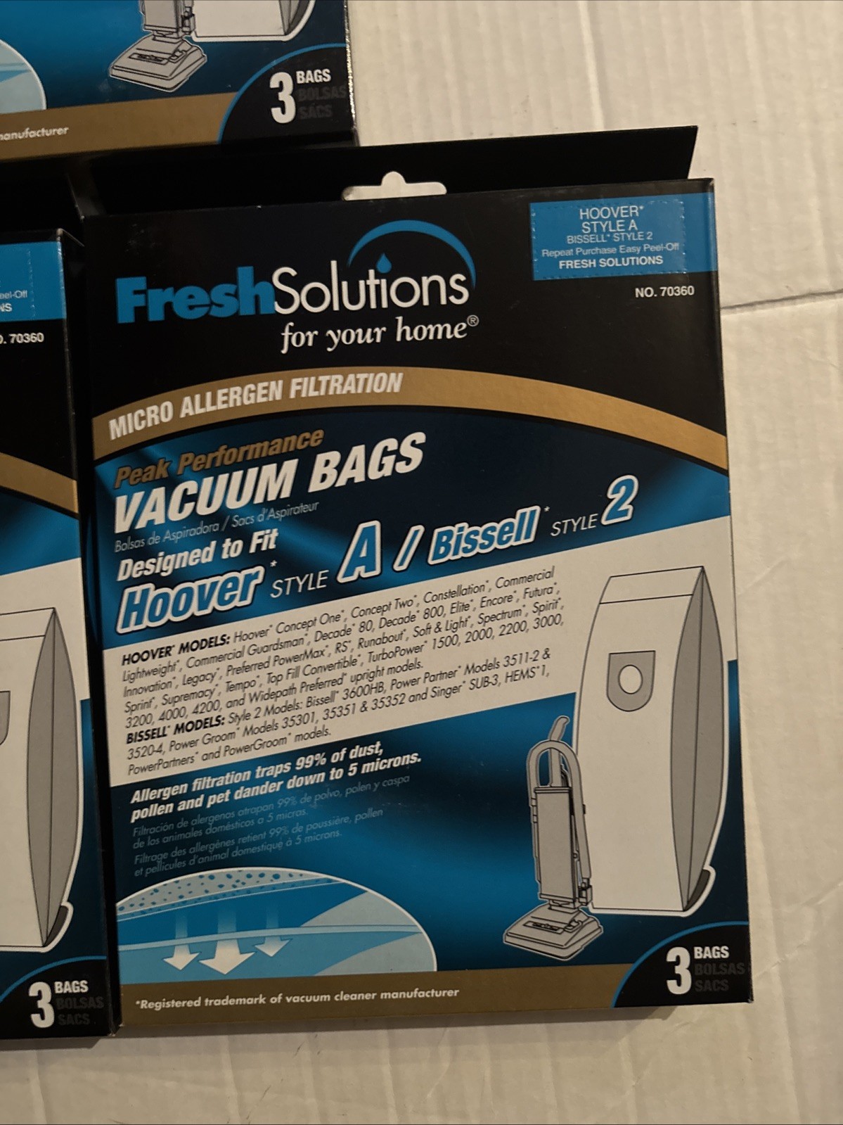 Vacuum Bags Fresh Solutions HOOVER Style A or BISSELL Style 2 Vacuum Bags 3-3pk gallery