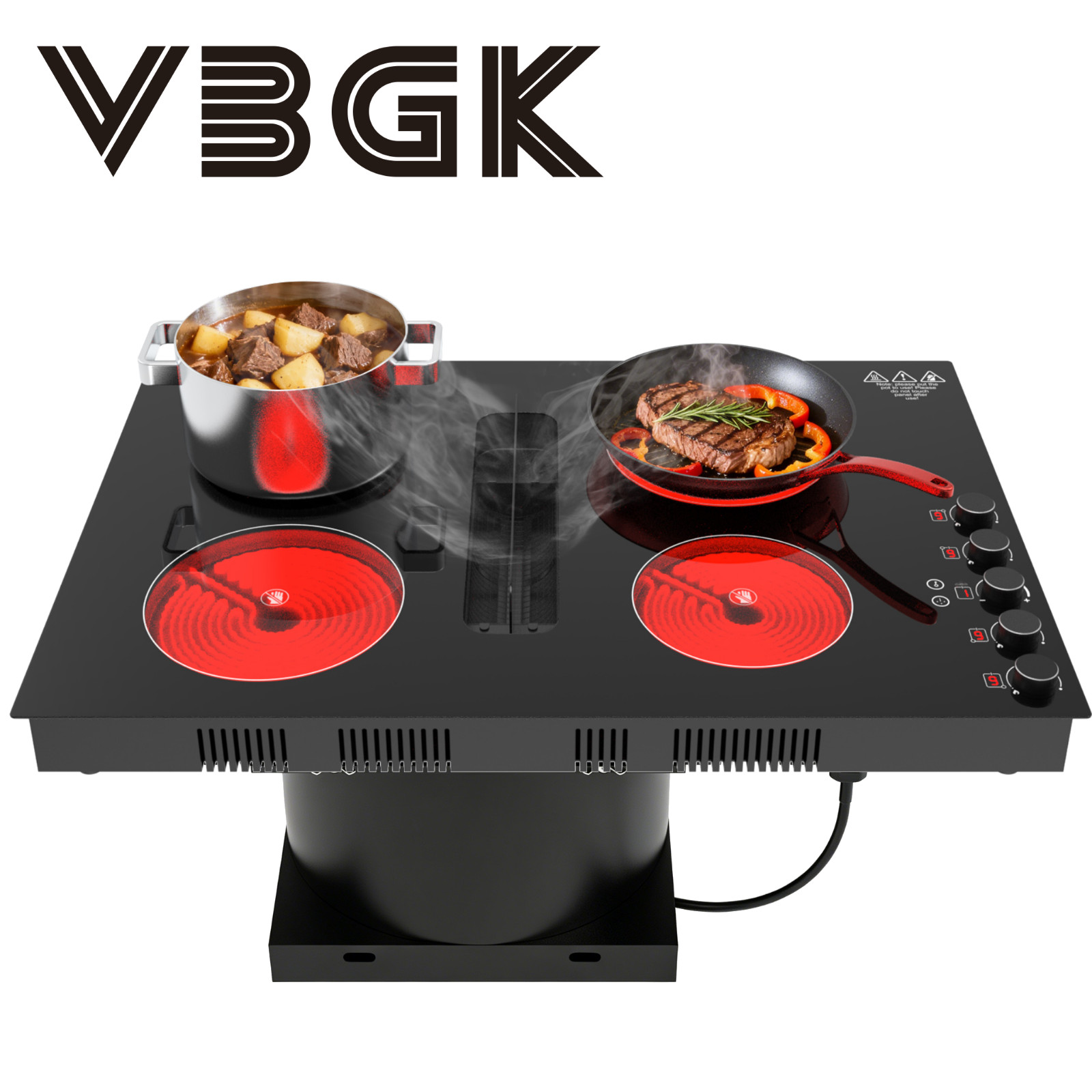 30'' Downdraft Electric Cooktop, 4 Burner Drop-in Stove Top 6000W, 220V Wired gallery