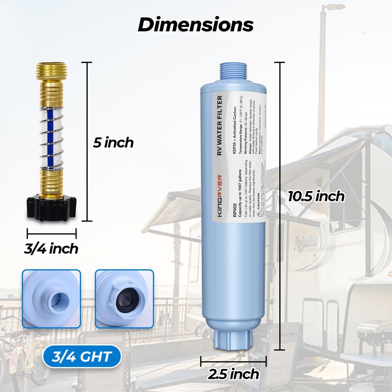2 Pack RV Inline Water Filter w/Flexible Hose Garden & Camper Reduces Sediment gallery