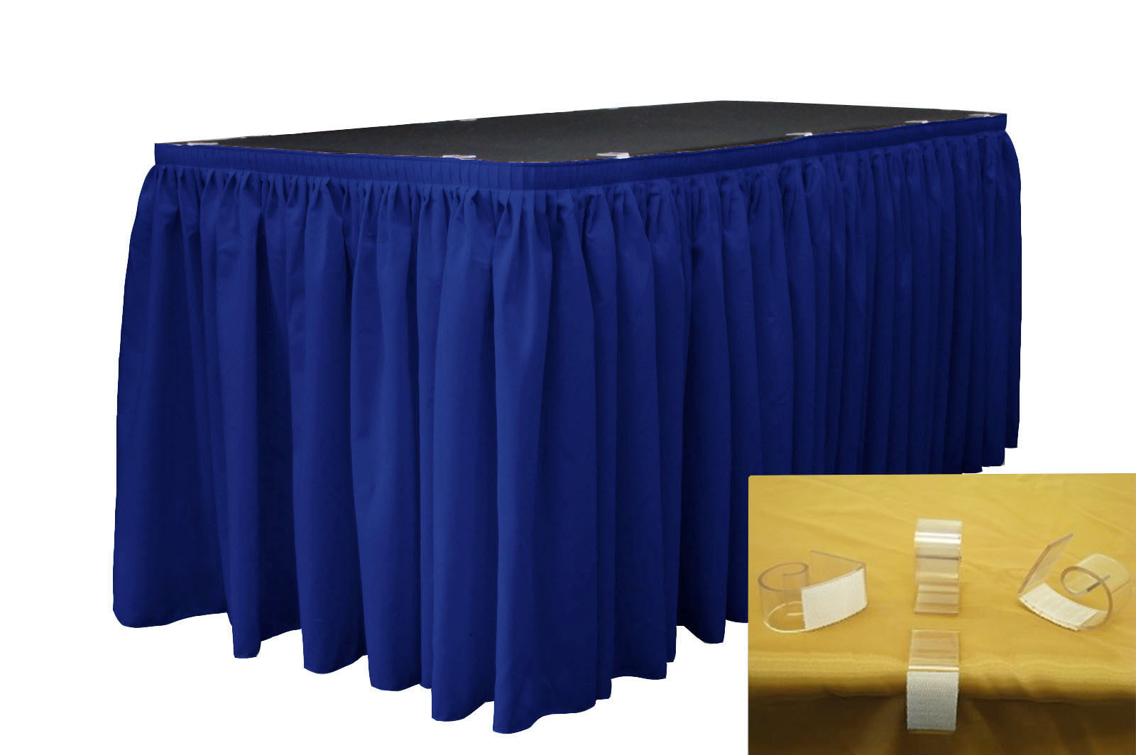 LA Linen Polyester Table Skirt 21-Ft L by 29"H with 15 L-Clips. Made in USA gallery