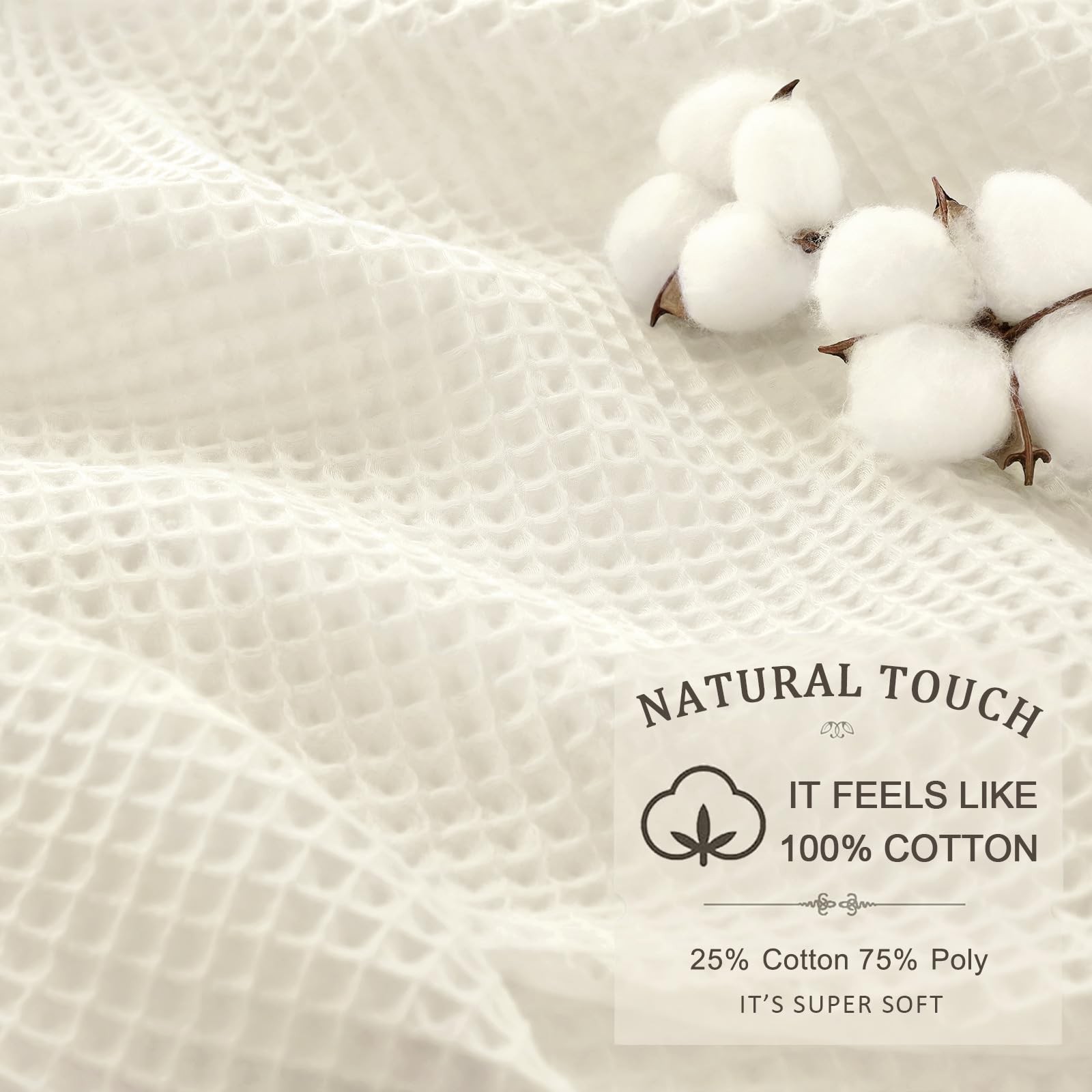 Waffle Weave Shower Curtain - Ivory Cotton Fabric Texture Heavyweight Shower ... gallery
