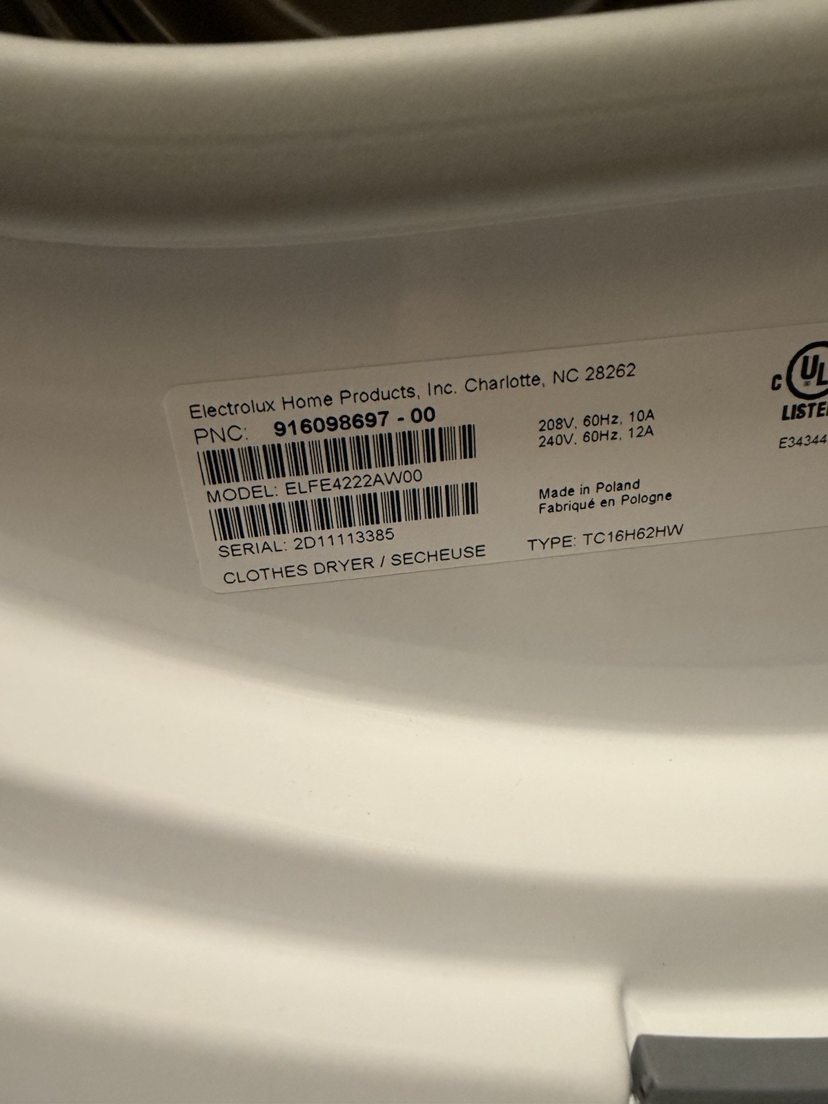 Electrolux ELFE4222AW 24 Inch Electric Ventless Dyer 9122 gallery