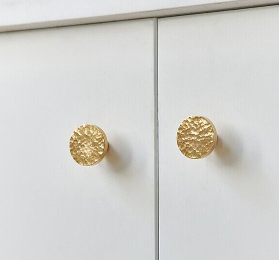 Qty: 2 Handmade Hammered Brass 28mm Round Cabinet Door Knob Handle Pull Kitchen gallery