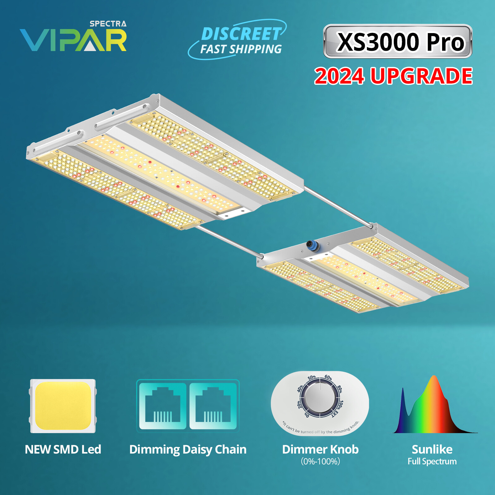 VIPARSPECTRA NEW XS3000 Pro LED Grow Light Full Spectrum Indoor Plant Veg Flower gallery