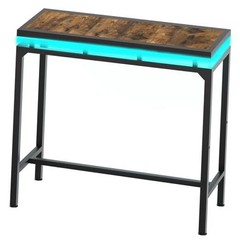 Rustic Brown + Black LED Bar Table with LED Lights – Counter Height Bar Table