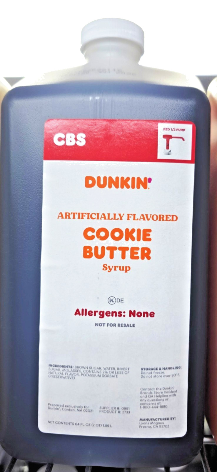 Dunkin COOKIE BUTTER Syrup 64fl Oz, EXP MARCH 2026 gallery