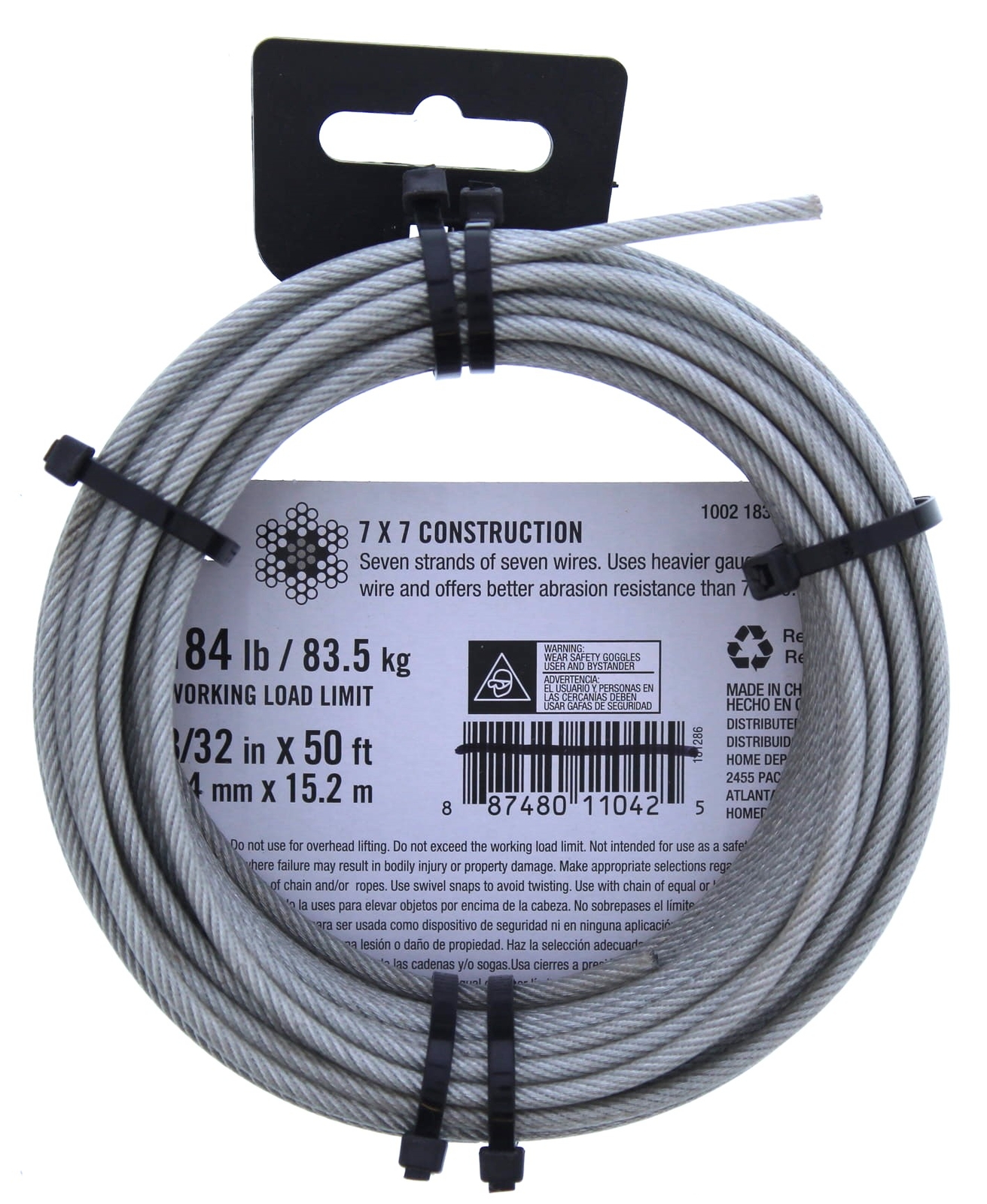 Everbilt Vinyl Coated Galvanized Wire Rope 3/32" x 50Ft. gallery