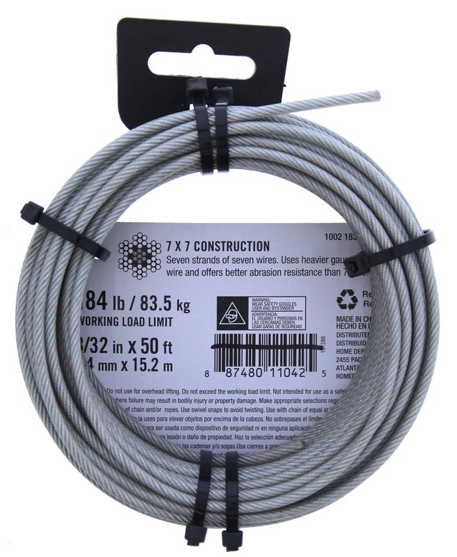 Everbilt Vinyl Coated Galvanized Wire Rope 3/32" x 50Ft. gallery