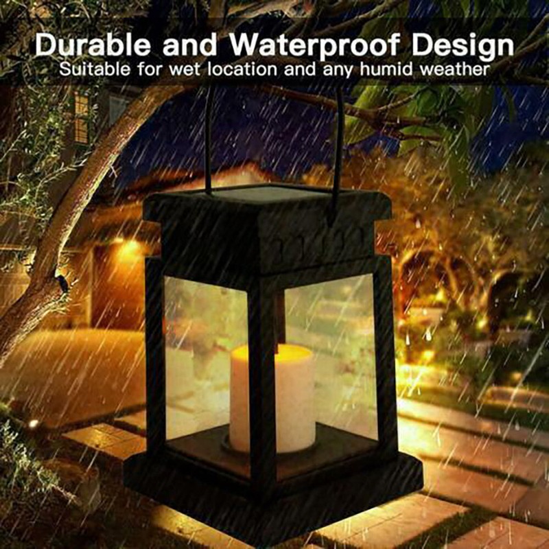 3PC Solar Hanging Lantern Candle LED Lights Yard Patio Garden Lamp Outdoor Decor gallery